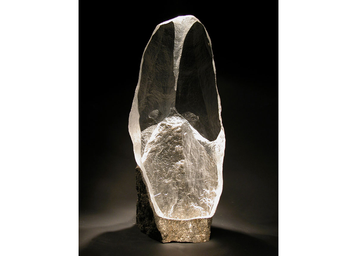 Myriade : verre blanc pierre grise - Sculpture de Vladimir Zbynovsky